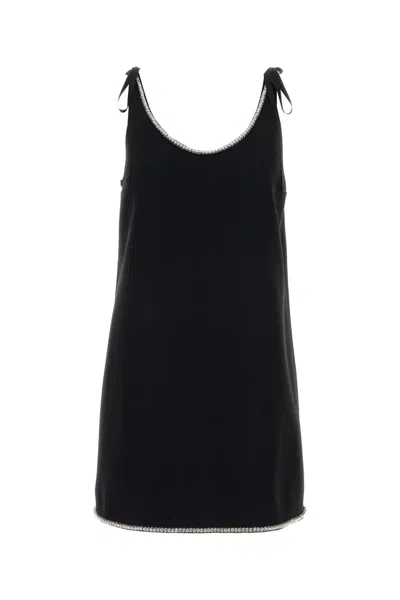 Prada Sable Mini Dress With Silk-blend Lining In Black