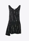 Prada Embellished Asymmetric Dress In Black