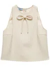 Prada Top With Bow In Neutrals
