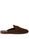 Prada Suede Leather Clog In Brown