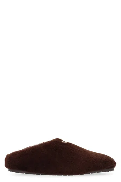 Prada Sabot In Sheepskin In Brown