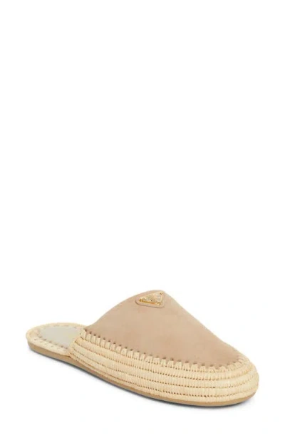 Prada Sabot Raffia Mule In Multi