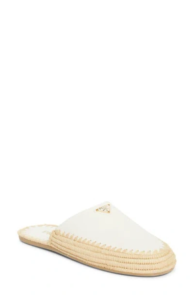 Prada Sabot Raffia Mule In White