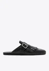 Prada Shuffle Fringed Calf Leather Mules In Black