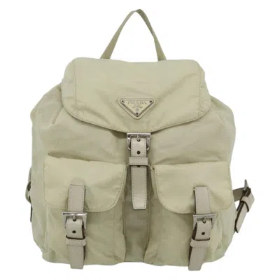 Pre-owned Prada Sac À Dos Re-nylon Nylon Beige Nylon Backpack Bag ()