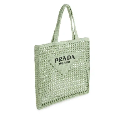 Prada Bicolor Woven Logo Shopper Tote Bag In Neutral