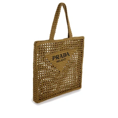 Prada Sac Cabas En Crochet In Green