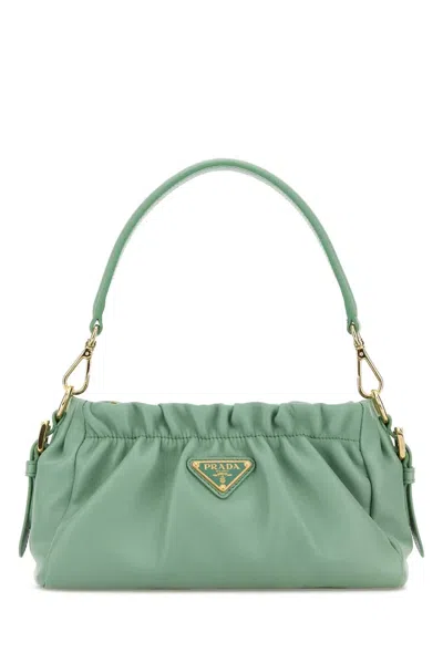 Prada Gathered Nappa Leather Shoulder Bag In Green