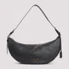 Prada Large Crescent Leather Crossbody Handbag In Black
