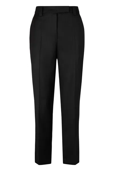 Prada Safety-pin Detail Wool Trousers In Black