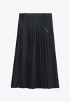 Prada Pleated Midi Skirt In Black