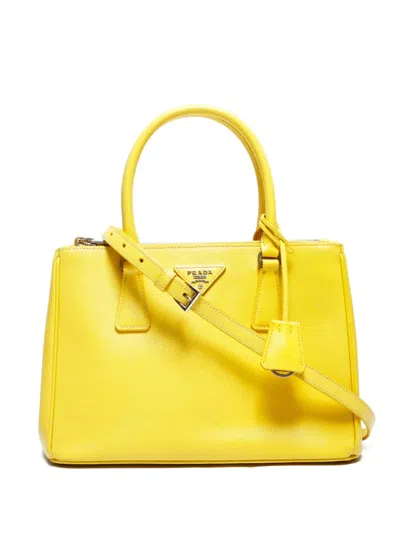 Pre-owned Prada Saffiano 2way Bag In Yellow
