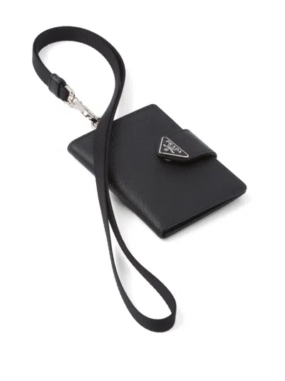 Prada Saffiano And Leather Card Holder In Yellow