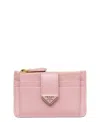 Prada Saffiano And Smooth Leather Card Holder In Pink