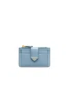 Prada Saffiano And Smooth Leather Card Holder In Blue