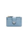 Prada Saffiano And Smooth Leather Card Holder In Astral Blue