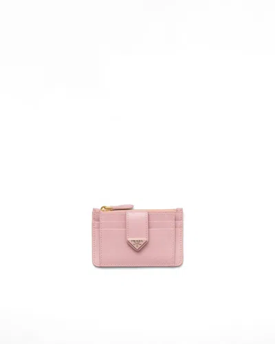 Prada Kartenetui Aus Saffiano Und Leder In Pink
