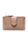 Prada Saffiano And Smooth Leather Card Holder In Pink