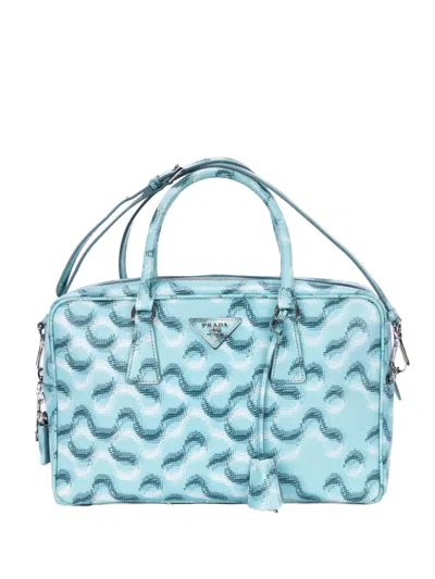 Pre-owned Prada Saffiano Bauletto Handbag In Blue