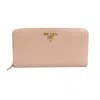 Prada Logo Plaque Wallet In Pink