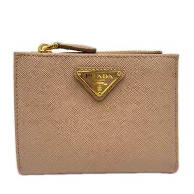 Pre-owned Prada Saffiano Beige Saffiano Wallet (bi-fold) ()