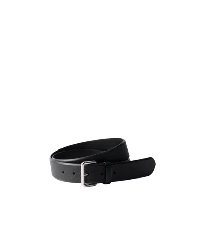 Prada Saffiano Belt In Black