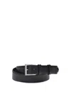 Prada Men Cintura In Pelle Saffiano Con Triangolo Logo In Black