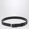Prada Enamel-triangle-logo Leather Belt In Black