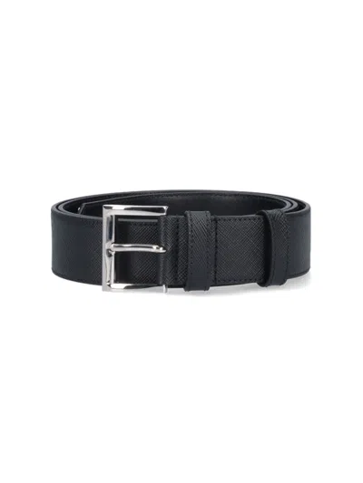 Prada Saffiano Belt In Black  