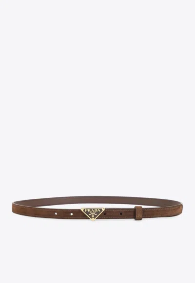 Prada Saffiano Belt In Brown