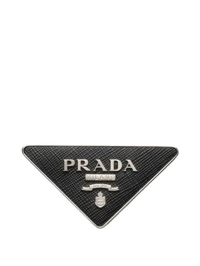 Prada Saffiano Belt Buckle In Black