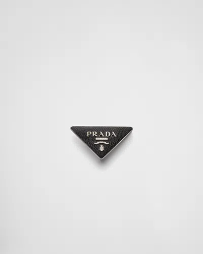 Prada Saffiano Belt Buckle In Anthracite Gray