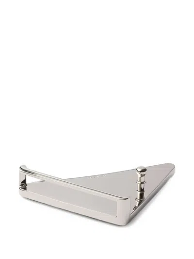 Prada Saffiano Belt Buckle In Silver