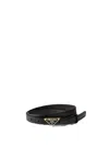 Prada Saffiano Leather Triangle Belt In Nero
