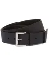 Prada Men Cintura In Pelle Saffiano Con Triangolo Logo In Black