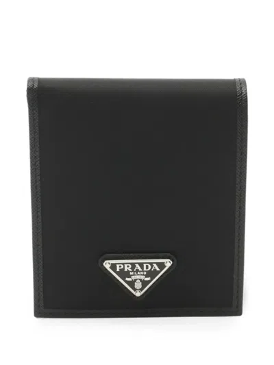 Pre-owned Prada Saffiano Bi-fold Wallet In Black