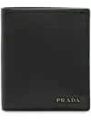 Prada Saffiano Leather Logo Wallet In Black
