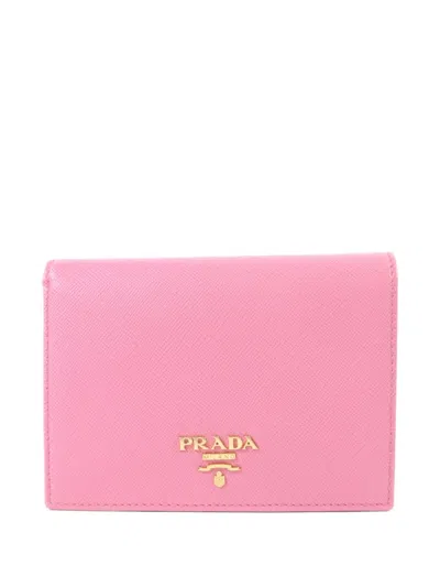 Pre-owned Prada Saffiano Bifold Wallet In Pink