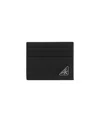Prada Saffiano Black Calf Leather Card Holder In Blue