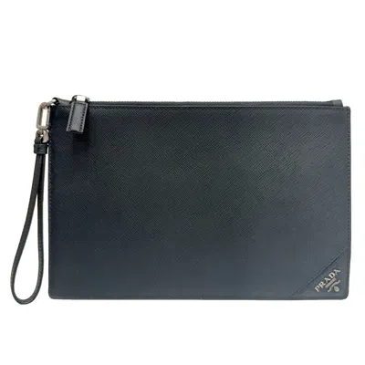 Prada Saffiano Black Leather Clutch Bag ()