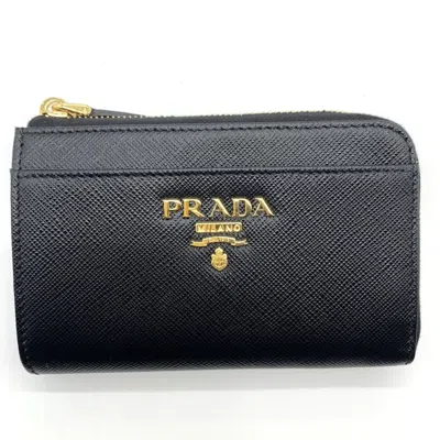 Pre-owned Prada Saffiano Black Leather Coin Purse/coin Case ()