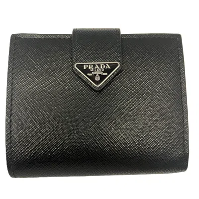 Pre-owned Prada Saffiano Black Leather Wallet (bi-fold) ()