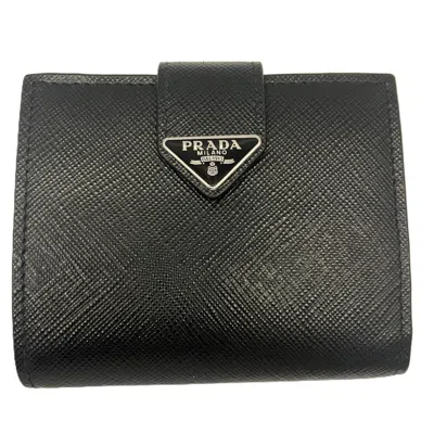 Pre-owned Prada Saffiano Black Leather Wallet (bi-fold) ()