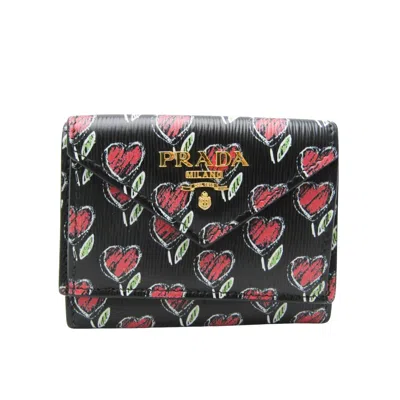 Pre-owned Prada Saffiano Black Leather Wallet  ()