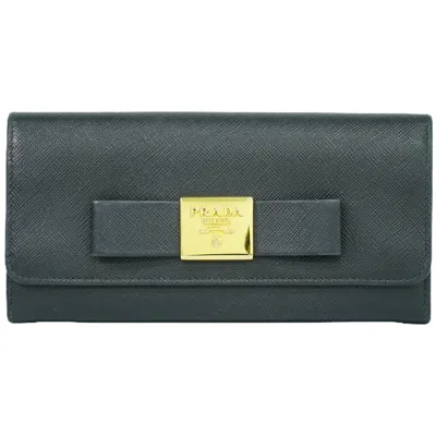 Pre-owned Prada Saffiano Black Leather Wallet  ()