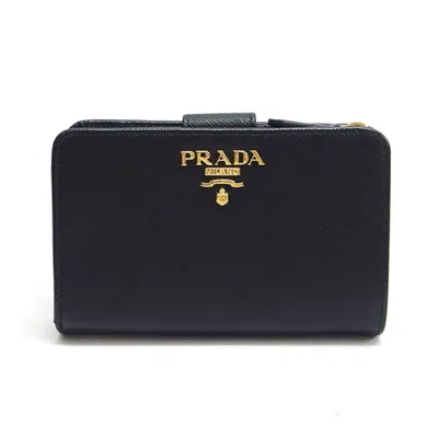 Pre-owned Prada Saffiano Black Nero Leather Wallet (bi-fold) () In Black, Nero