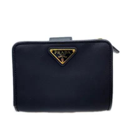 Pre-owned Prada Saffiano Black Nylon Saffiano Wallet (bi-fold) ()