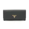 Prada Saffiano Black Saffiano Metal Long Wallet (bi-fold) In Black