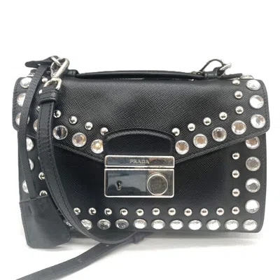 Pre-owned Prada Saffiano Black Saffiano Pochette Shoulder Bag ()