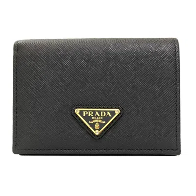 Pre-owned Prada Saffiano Black Saffiano Wallet (bi-fold) ()